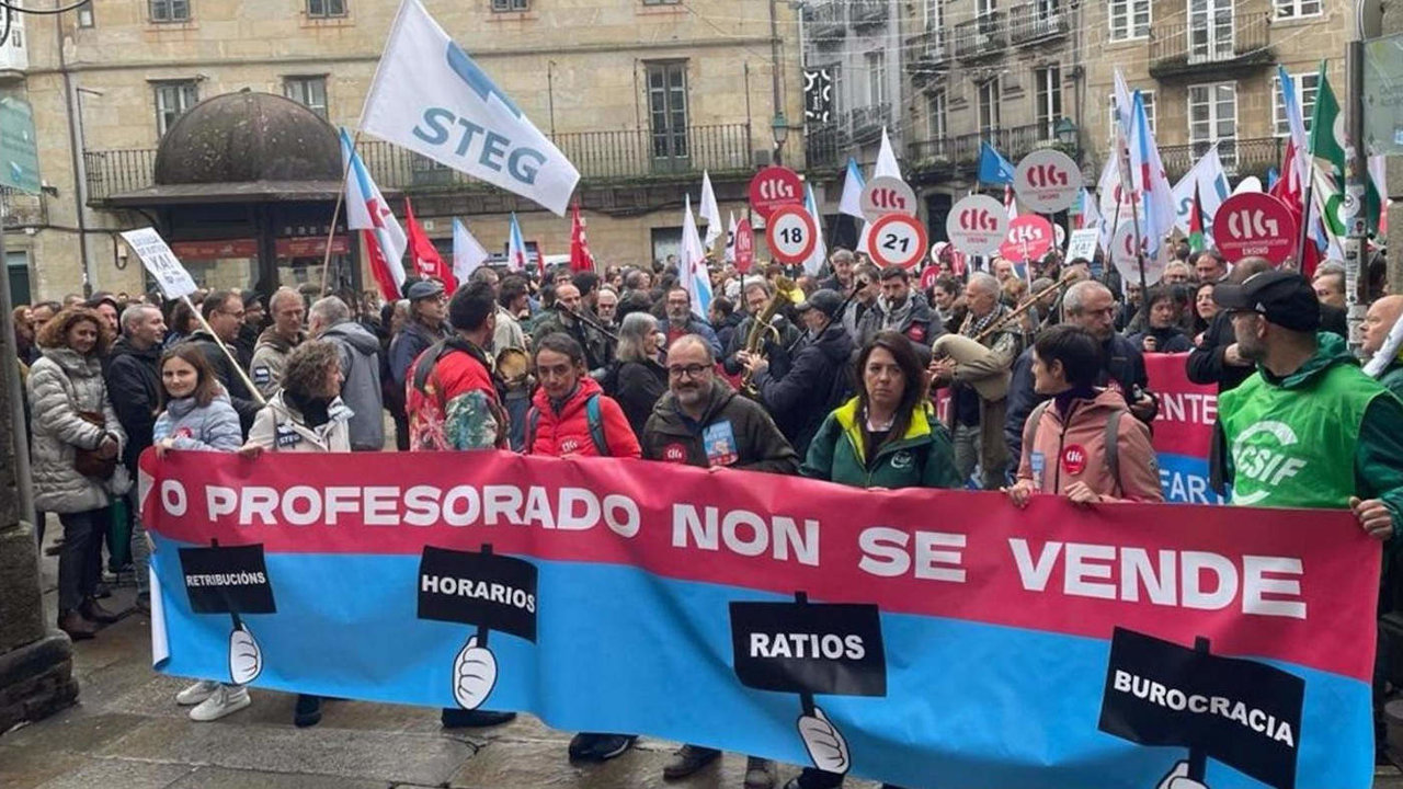 Manifestación en el marco de la huelga de profesores en octubre de 2023. Europa Press